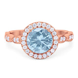 Round Natural Stone Halo Ring