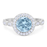 Round Natural Stone Halo Ring