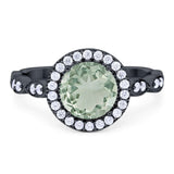 Round Natural Stone Halo Ring