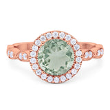 Round Natural Stone Halo Ring