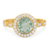 Round Natural Stone Halo Ring