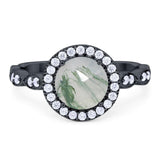 Round Natural Stone Halo Ring