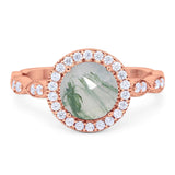 Round Natural Stone Halo Ring