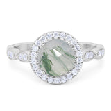 Round Natural Stone Halo Ring