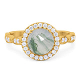 Round Natural Stone Halo Ring