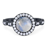 Round Natural Stone Halo Ring