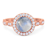 Round Natural Stone Halo Ring