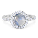 Round Natural Stone Halo Ring
