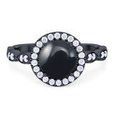 Round Natural Stone Halo Ring