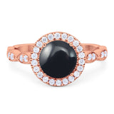 Round Natural Stone Halo Ring