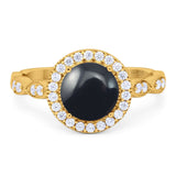 Round Natural Stone Halo Ring