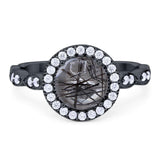 Round Natural Stone Halo Ring