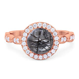 Round Natural Stone Halo Ring