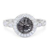 Round Natural Stone Halo Ring