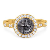 Round Natural Stone Halo Ring