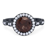 Round Natural Stone Halo Ring