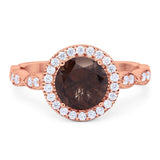 Round Natural Stone Halo Ring