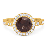 Round Natural Stone Halo Ring