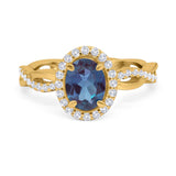 Oval Natural Stone Split Shank Twisted Ring