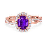 Oval Natural Stone Split Shank Twisted Ring