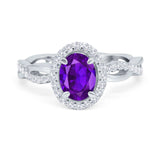 Oval Natural Stone Split Shank Twisted Ring