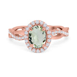 Oval Natural Stone Split Shank Twisted Ring