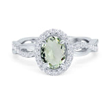 Oval Natural Stone Split Shank Twisted Ring