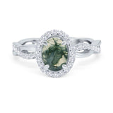 Oval Natural Stone Split Shank Twisted Ring