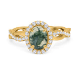 Oval Natural Stone Split Shank Twisted Ring