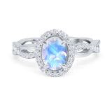 Oval Natural Stone Split Shank Twisted Ring