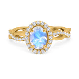 Oval Natural Stone Split Shank Twisted Ring