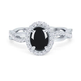 Oval Natural Stone Split Shank Twisted Ring