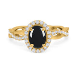 Oval Natural Stone Split Shank Twisted Ring