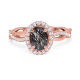 Oval Natural Stone Split Shank Twisted Ring