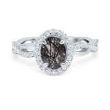 Oval Natural Stone Split Shank Twisted Ring
