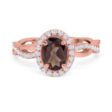 Oval Natural Stone Split Shank Twisted Ring