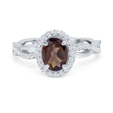 Oval Natural Stone Split Shank Twisted Ring