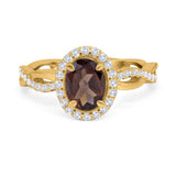 Oval Natural Stone Split Shank Twisted Ring