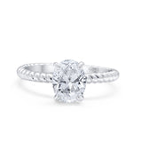 Oval Moissanite Braided Twisted Ring 925 Sterling Silver