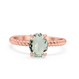 Oval Natural Stone Braided Twisted Ring