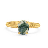 Oval Natural Stone Braided Twisted Ring