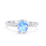 Oval Natural Stone Braided Twisted Ring