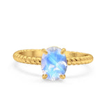 Oval Natural Stone Braided Twisted Ring