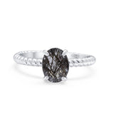 Oval Natural Stone Braided Twisted Ring