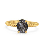 Oval Natural Stone Braided Twisted Ring