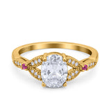 Oval Natural Stone Leaf Design Wedding Ring