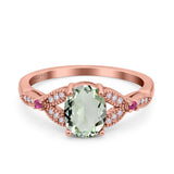 Oval Natural Stone Leaf Design Wedding Ring