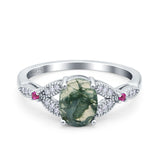 Oval Natural Stone Leaf Design Wedding Ring