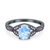 Oval Natural Stone Leaf Design Wedding Ring