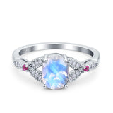 Oval Natural Stone Leaf Design Wedding Ring